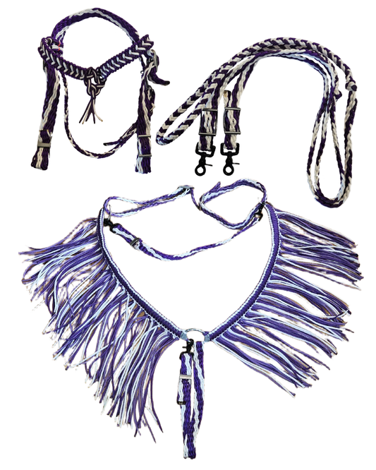 Frostlilla western sett m/ frynser